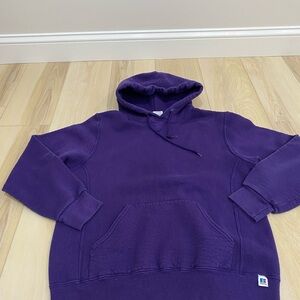 Russell Athletic Hoodie Mens Medium Purple Pullover Sweatshirt  Y2K
